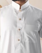 White Shalwar Qameez - Ban Collar - Image 6